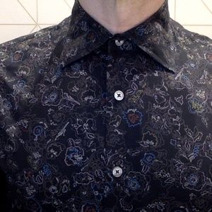 Paul Smith Men's Slim Fit Black Floral Shirt 15.5